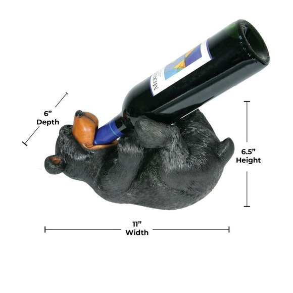 Rivers Edge Black Bear Figurine Wine Bottle Holder Caddy Home Decor 11-in NWB - Picture 4 of 5